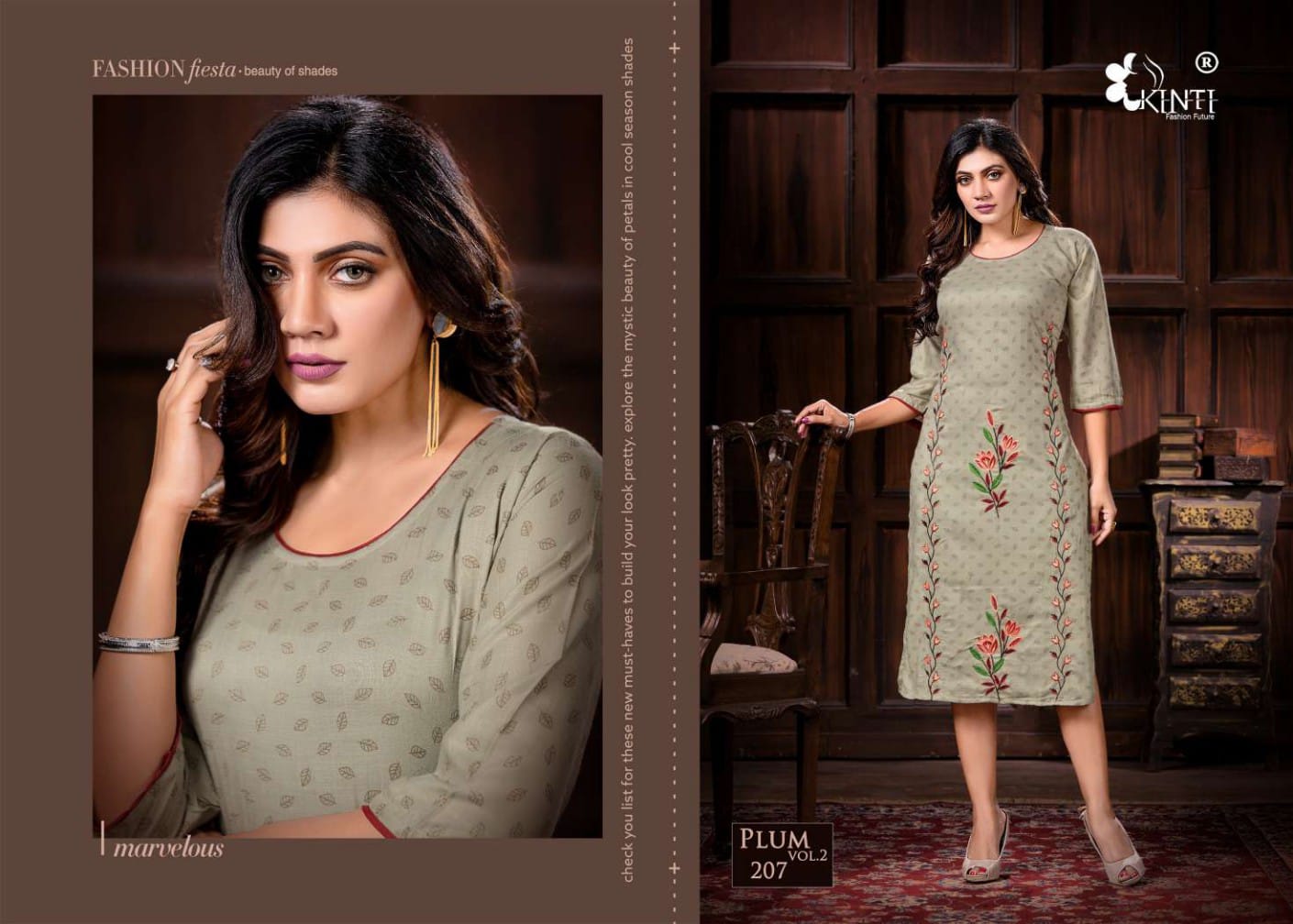 Kinti Plum 2 Rayon Designer Daily Wear Embroidery Kurti Collection